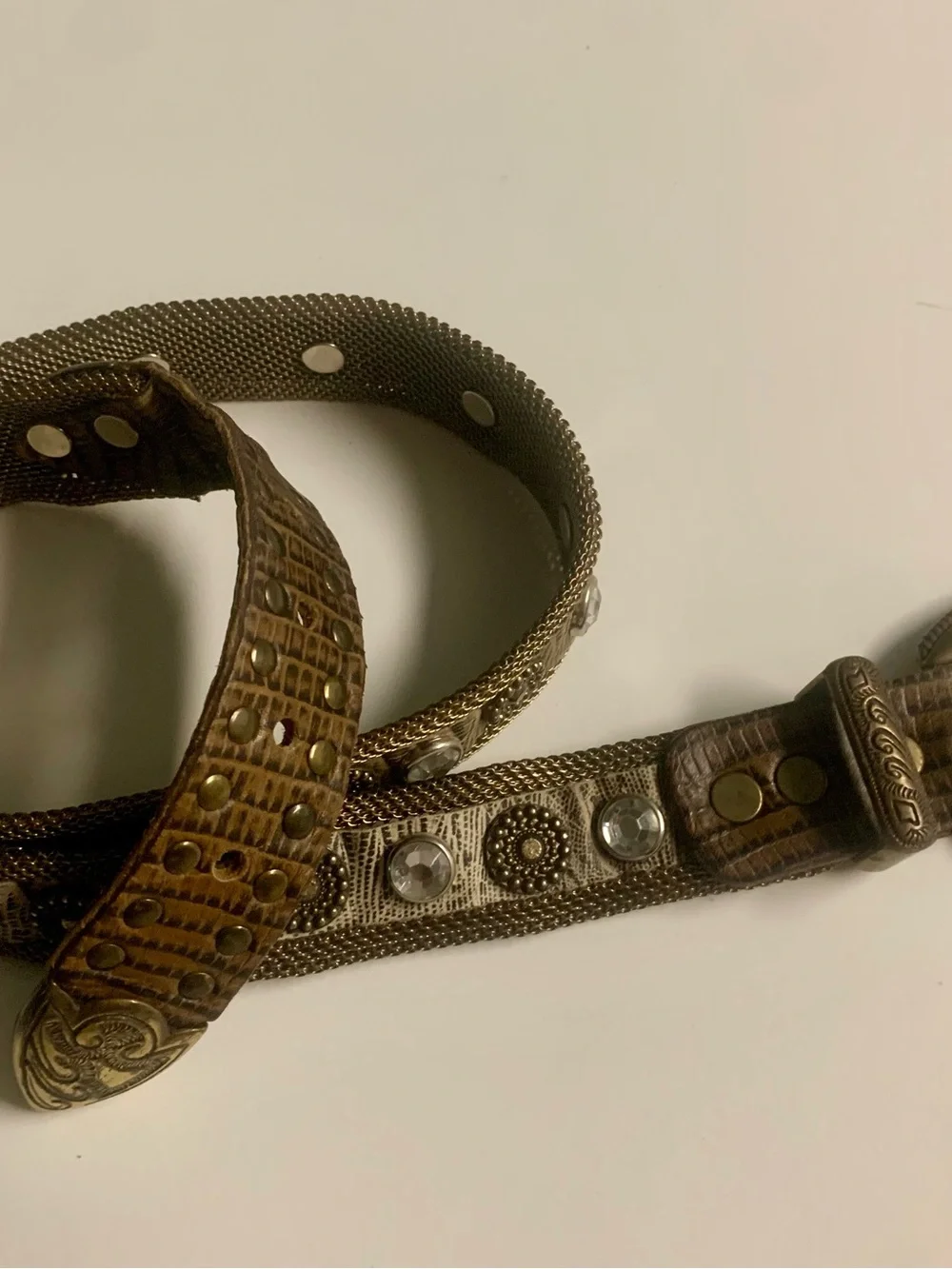 US MECO Paris leather belt with bling